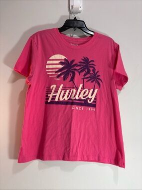 Hurley Womens Pink Palm Graphic Tee. 1300